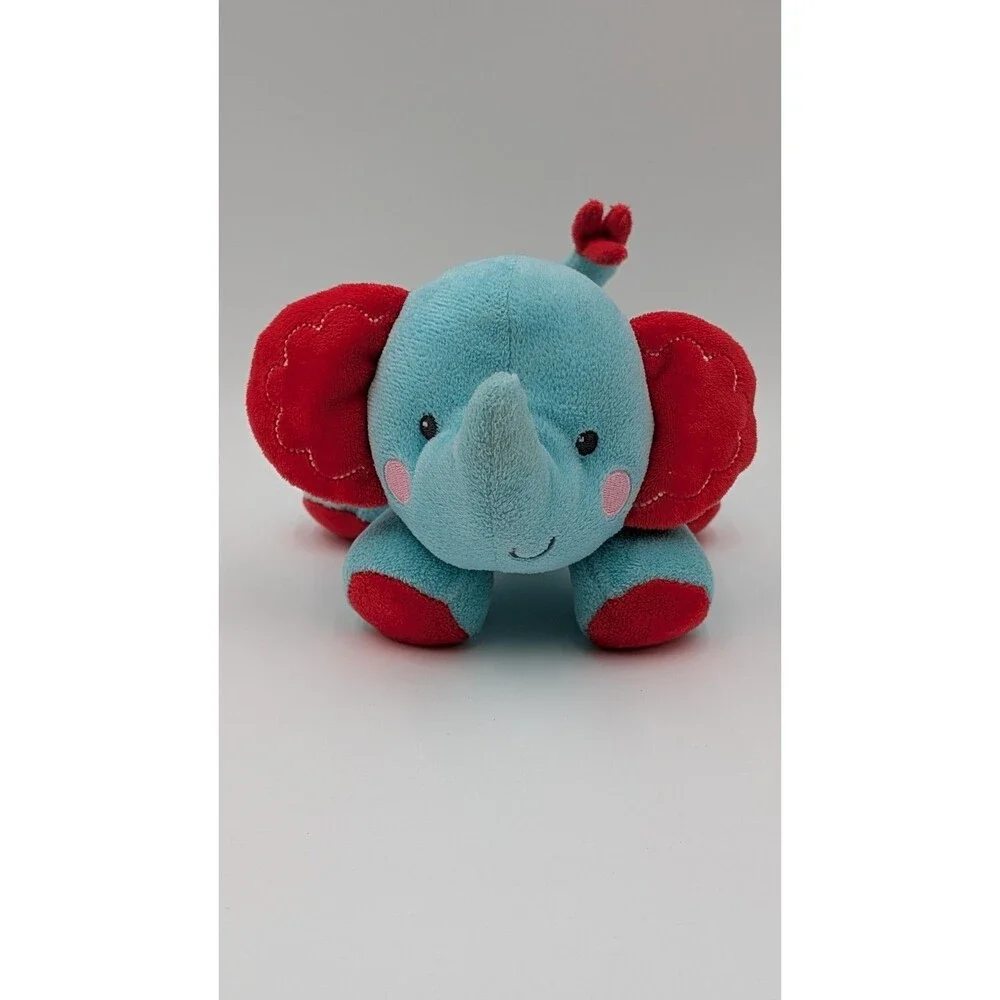 Fisher Price Elephant Crinkle Blue Red Rattle Infant Lovely 6